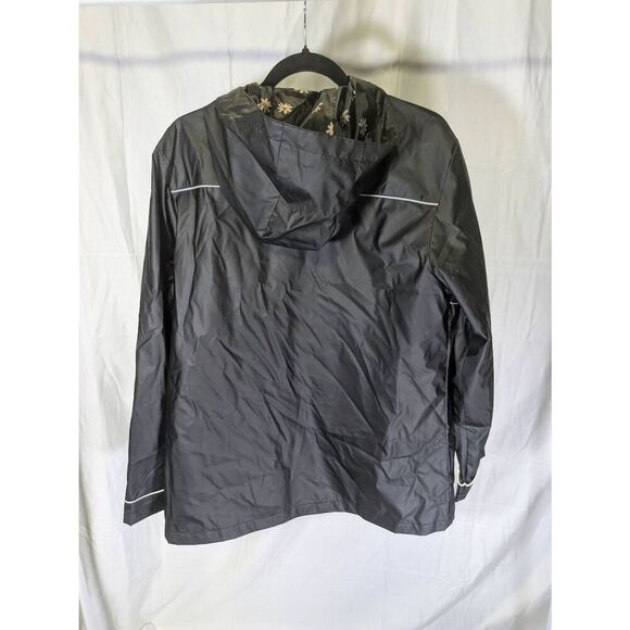 Simply Southern Rain Coat Black Rain Coat with Daisy Print on Hood Women's Large - Picture 2 of 5